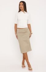 Torn Night Midi Skirt Taupe - Image 2