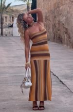 Linear Heat Knit Maxi Dress Honey Love - Image 2