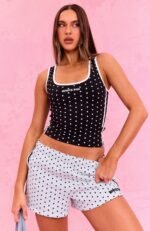 The Social Club Hayley Tank Top Black Polka Dot