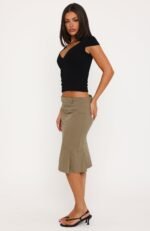As Usual Midi Skirt Khaki - Image 4