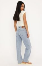 Zara Mid Rise Straight Leg Jeans Mid Blue Wash - Image 4