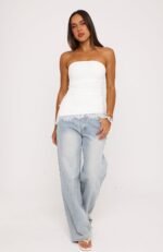 Dressed Up For You Lace Trim Strapless Top White - Image 5