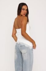Dressed Up For You Lace Trim Strapless Top White - Image 4