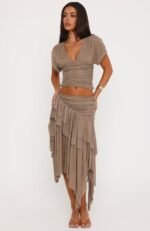 Cascade Around Me Midi Skirt Mushroom - Image 2