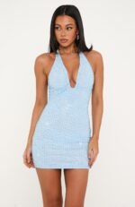 Varsity Vibes Embellished Mini Dress Baby Blue - Image 3
