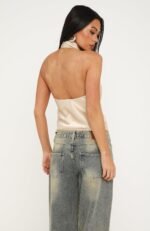 Watch And Learn Satin Halter Top Champagne - Image 5