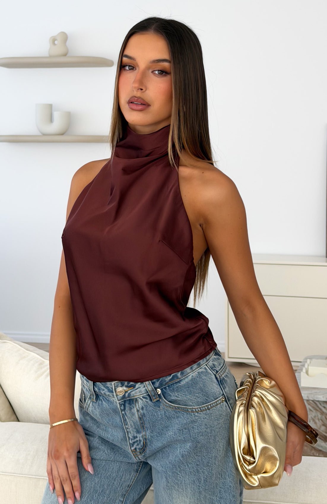 watch-and-learn-satin-halter-top-dark-chocolate-brown-ash-02_fid24750469447752.jpg Watch And Learn Satin Halter Top Dark Chocolate - Image 1