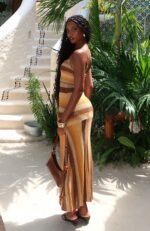 Linear Heat Knit Maxi Dress Honey Love - Image 7