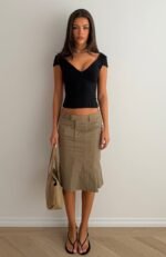 As Usual Midi Skirt Khaki